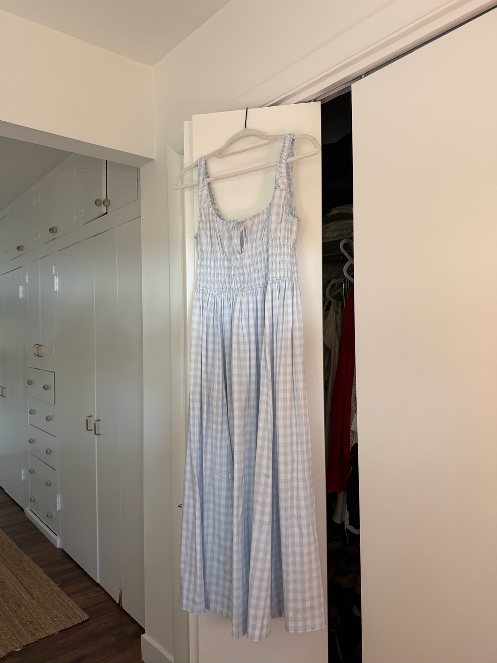 Doen Quilla Smocked Cotton Midi Dress- light blue